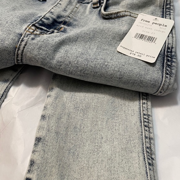 HP⭐️FREE PEOPLE Raw High-Rise Jeggings NWT 27 Acid - Picture 16 of 16